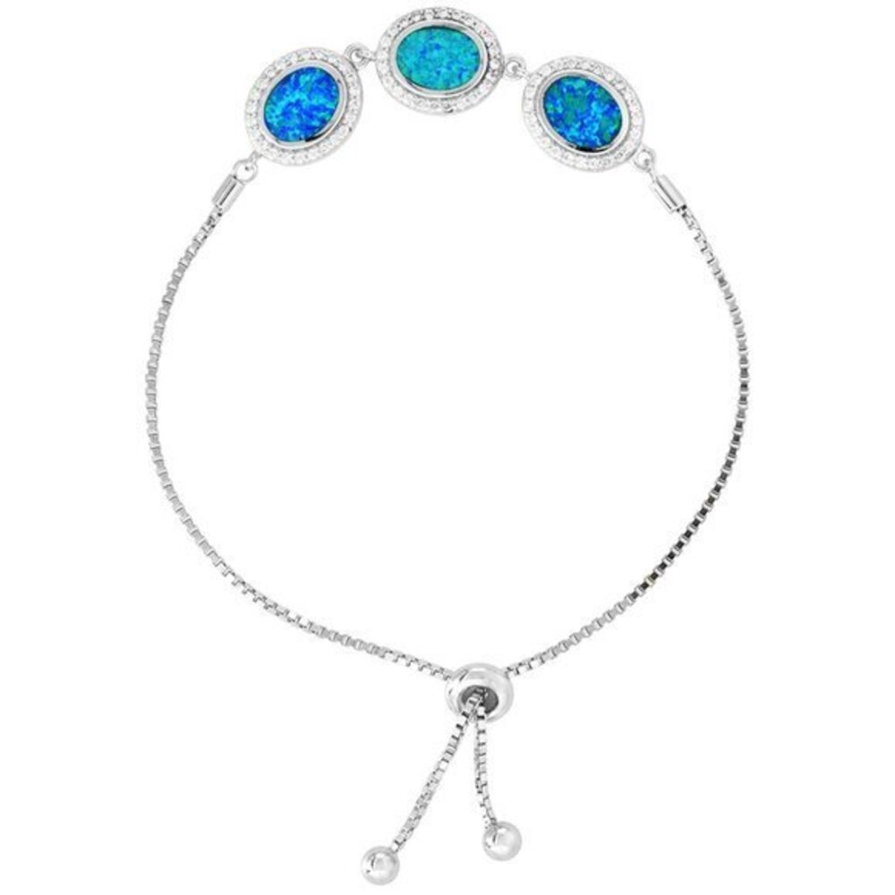 Sterling Silver Opal 3 Linked Circles Bracelet